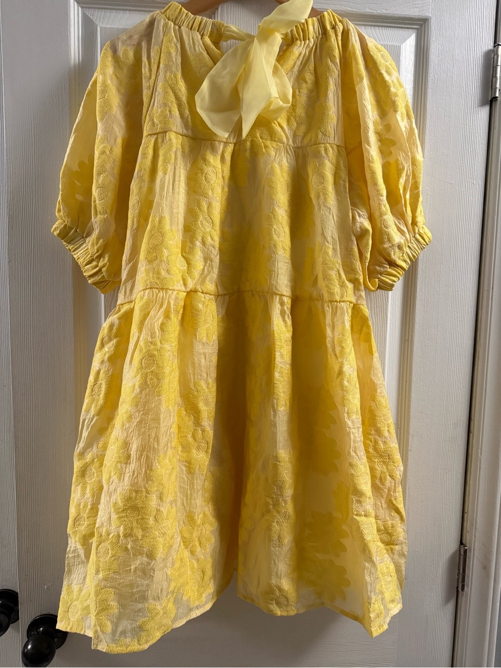 🆕 &MERCI WILLOW YELLOW JACQUARD FLORAL MIDI DRESS - Picture 6 of 10